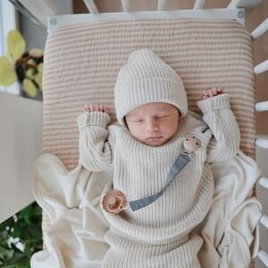 Muslin Crib Sheet Neutral Stripe Soft Breathable Cotton